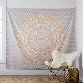 Printed Tapestry, Gold/White
