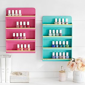 Jane Beauty Collection, Wall Nail Polish Organizer, Gold Trim