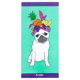 Chiquita Party Pug Beach Towel UPF 50+