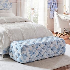LoveShackFancy Garden Damask Upholstered Lounge Bench