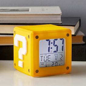 Super Mario<sup>&trade;</sup> Question Mark Block Light-Up Alarm Clock