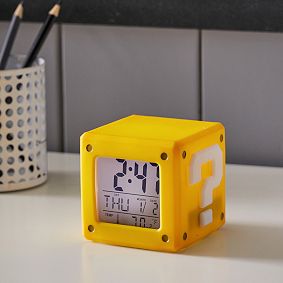 Super Mario<sup>&trade;</sup> Question Mark Block Light-Up Alarm Clock
