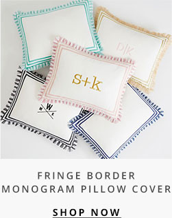 Fringe Border Monogram Pillow Cover
