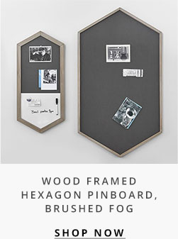 Wood Framed Hexagon Pinboard, Brushed Fog