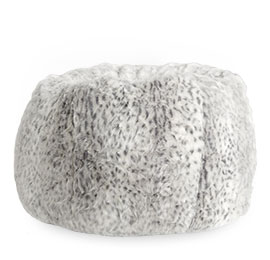 Gray Leopard Faux-Fur Bean Bag Chair