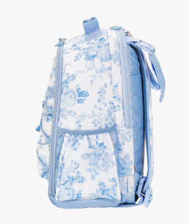 Side-facing image of Gear-Up Adaptive Backpack in LoveShackFancy print.