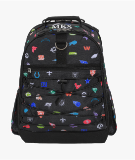 Front-facing image of Gear-Up Adaptive Backpack in NFL print.