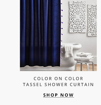 Color On Color Tassel Shower Curtain