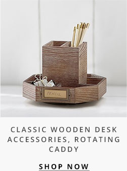 Classic Wooden Desk Accessories, Rotating Caddy
