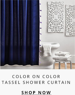 Color On Color Tassel Shower Curtain