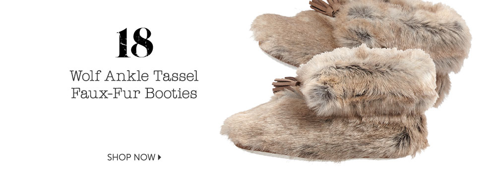Wolf Ankle Tassel Faux-Fur Booties