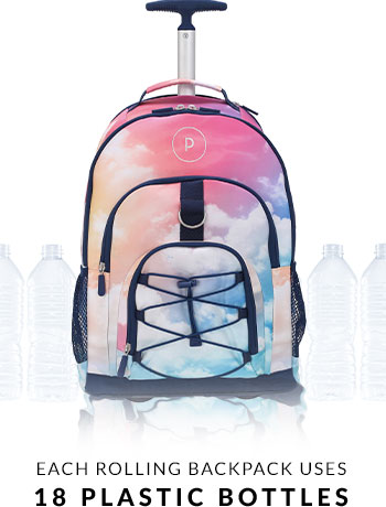 Each Rolling Backpack Uses 18 Plastic Bottles