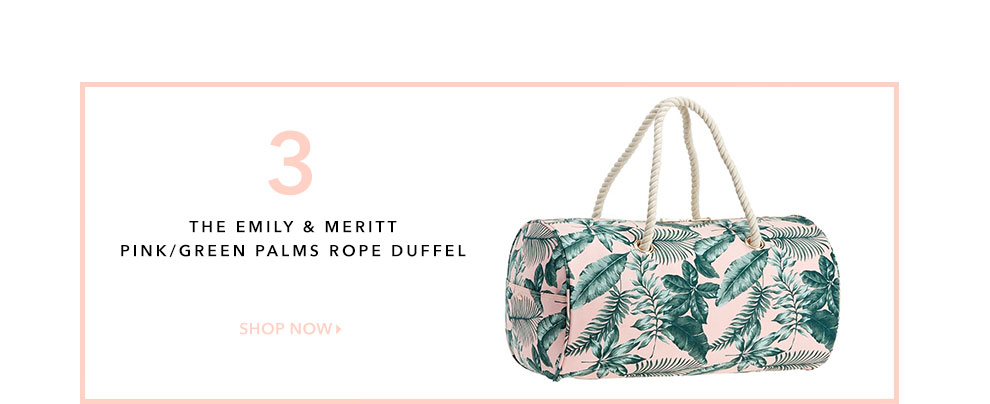 The Emily & Meritt Pink/Green Palms Rope Duffel