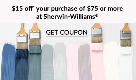 $15 off your purchase of $75 or more at Sherwin-Williams&reg;